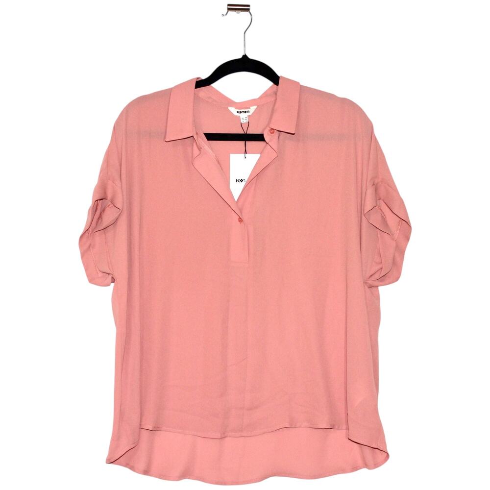 KOTON Pink V-Neck Short Sleeve Blouse Size Large